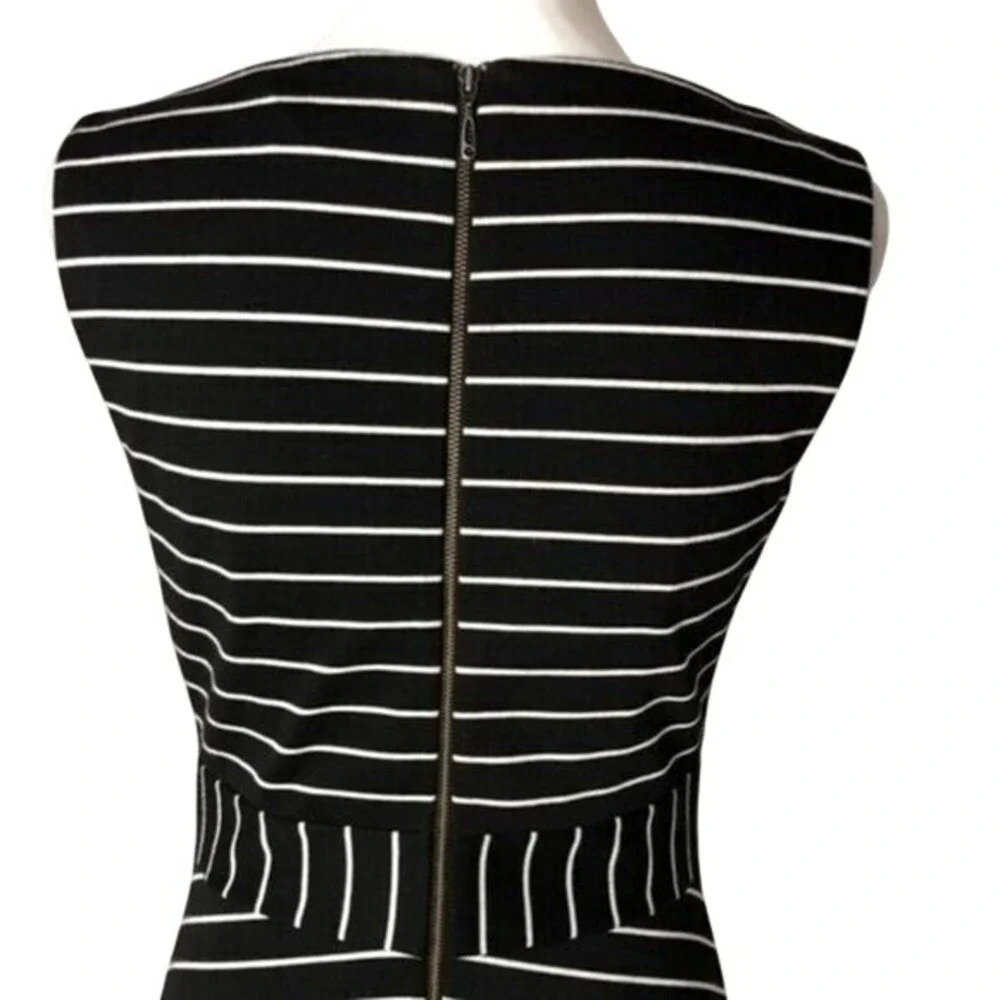 Tribal Sleeveless Stripped Sheath‎ Bodycon Dress Black White Women's Size 2 - Picture 4 of 9